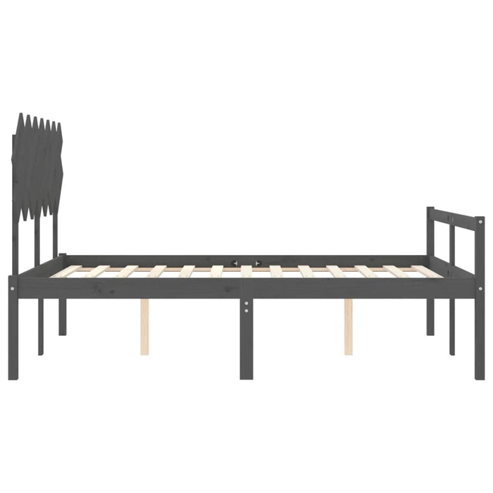 Massivholzbett mit Kopfteil Grau 140x190 cm