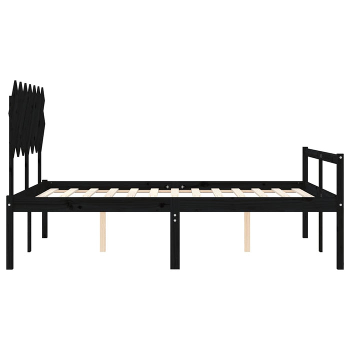 Massivholzbett mit Kopfteil Schwarz 140x190 cm