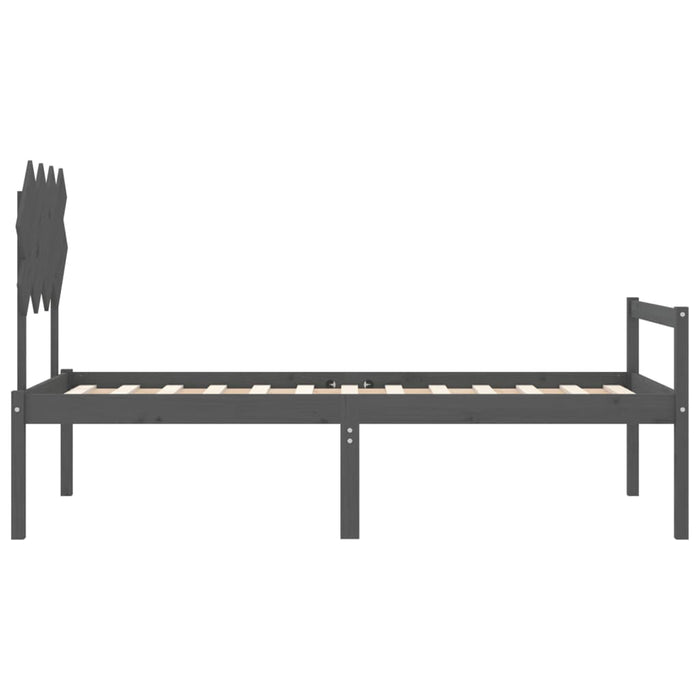 Massivholzbett mit Kopfteil Grau 90x200 cm