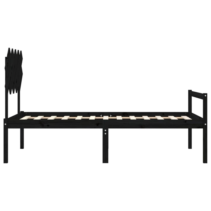 Massivholzbett mit Kopfteil Schwarz 100x200 cm