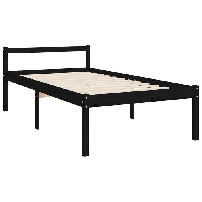 Massivholzbett mit Kopfteil Schwarz 100x200 cm