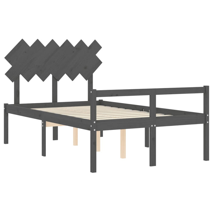 Massivholzbett mit Kopfteil Grau 120x200 cm