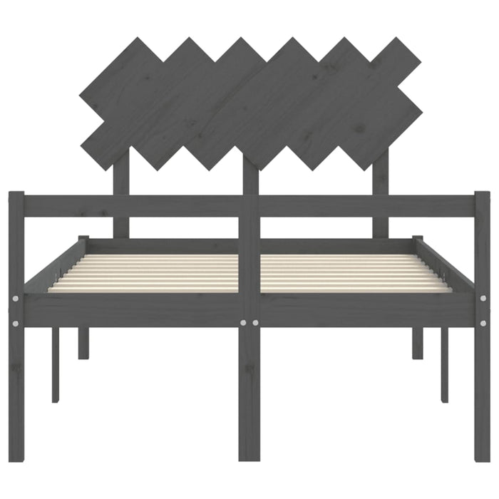 Massivholzbett mit Kopfteil Grau 120x200 cm