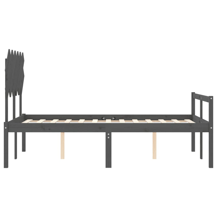 Massivholzbett mit Kopfteil Grau 120x200 cm