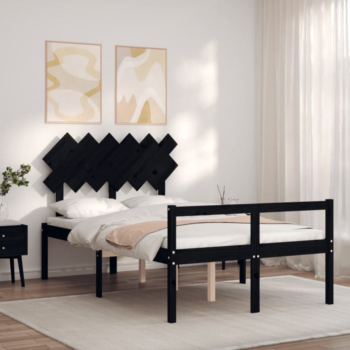 Massivholzbett mit Kopfteil Schwarz 120x200 cm