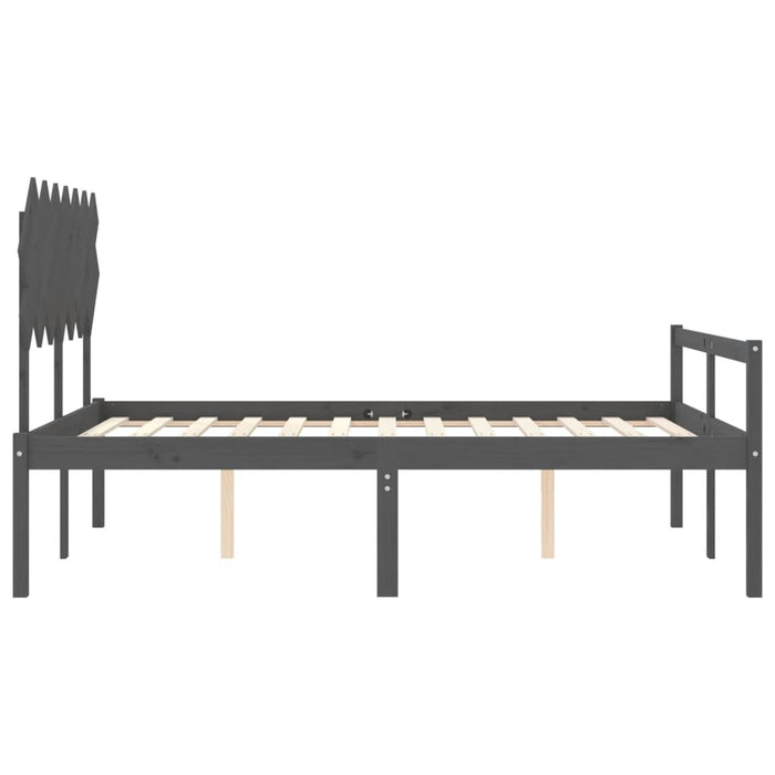 Massivholzbett mit Kopfteil Grau 140x200 cm