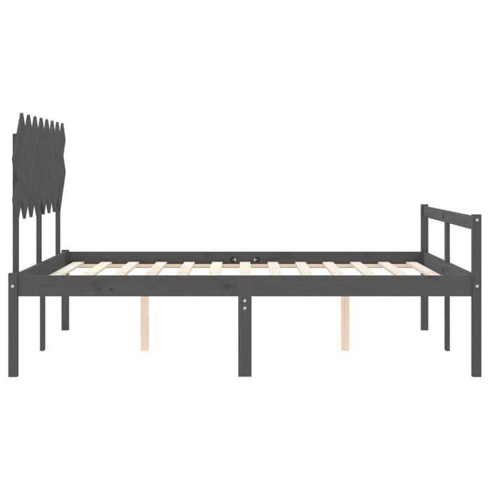 Massivholzbett mit Kopfteil Grau 160x200 cm