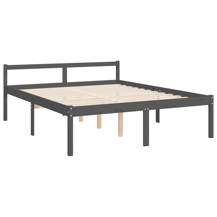 Massivholzbett mit Kopfteil Grau 160x200 cm
