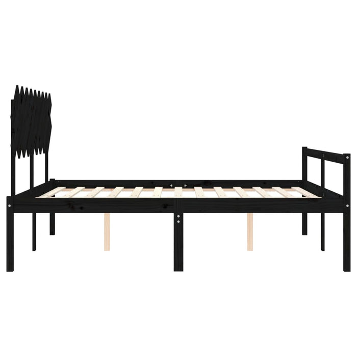 Massivholzbett mit Kopfteil Schwarz