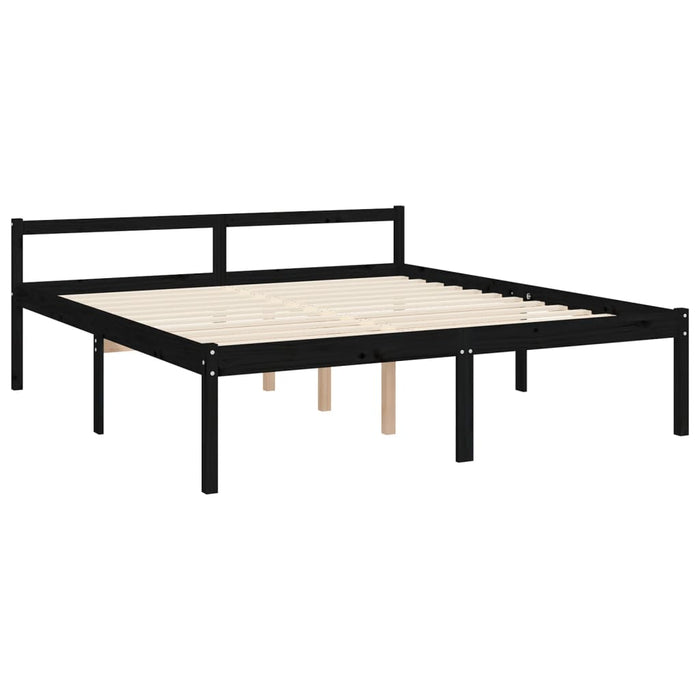 Massivholzbett mit Kopfteil Schwarz