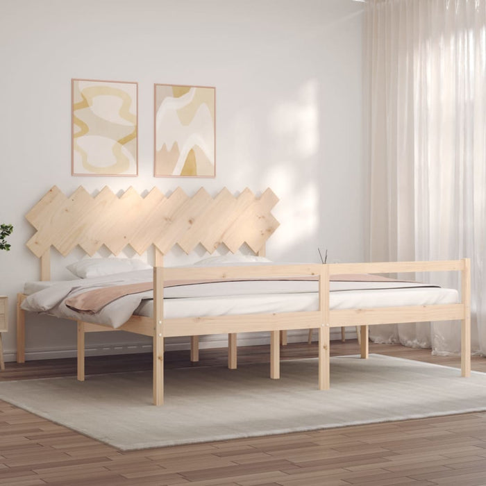 Massivholzbett mit Kopfteil 200x200 cm