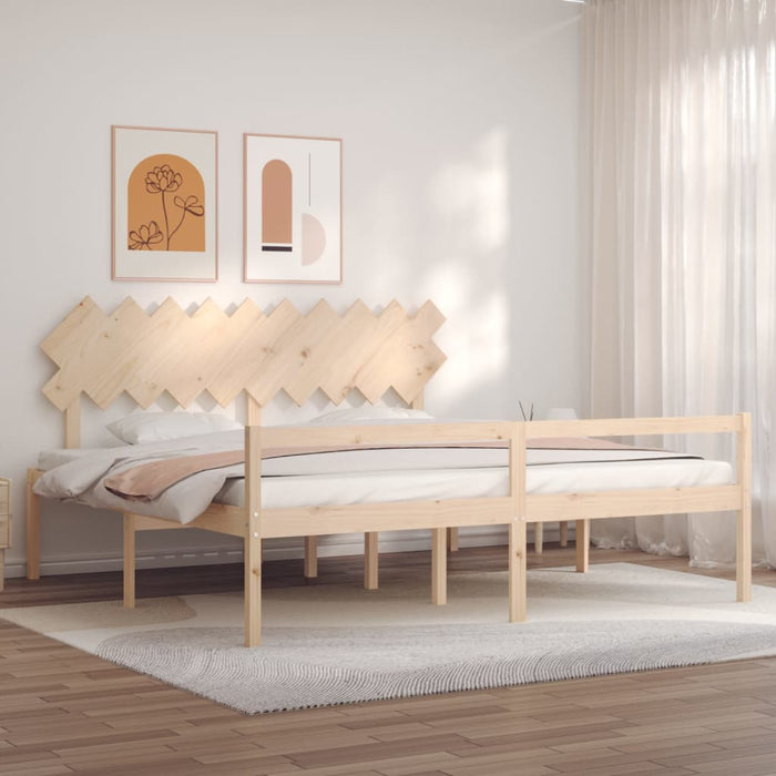 Massivholzbett mit Kopfteil 200x200 cm
