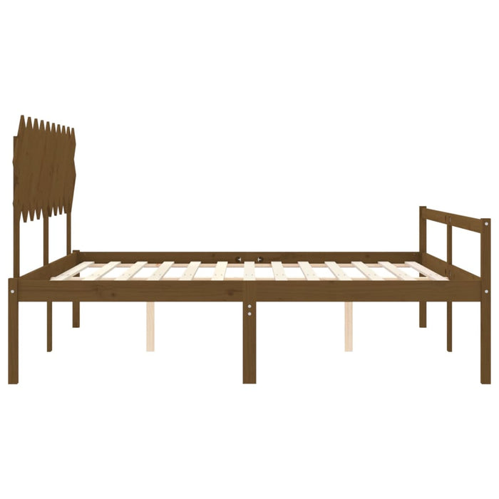 Massivholzbett mit Kopfteil Honigbraun 200x200 cm