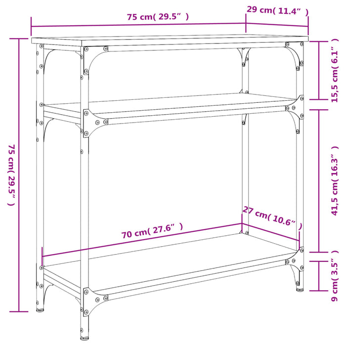 Konsolentisch Sonoma-Eiche 75x29x75 cm Holzwerkstoff