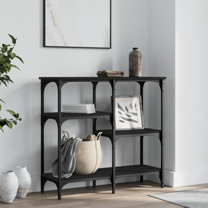 Console table black 80x29x75 cm made of wood