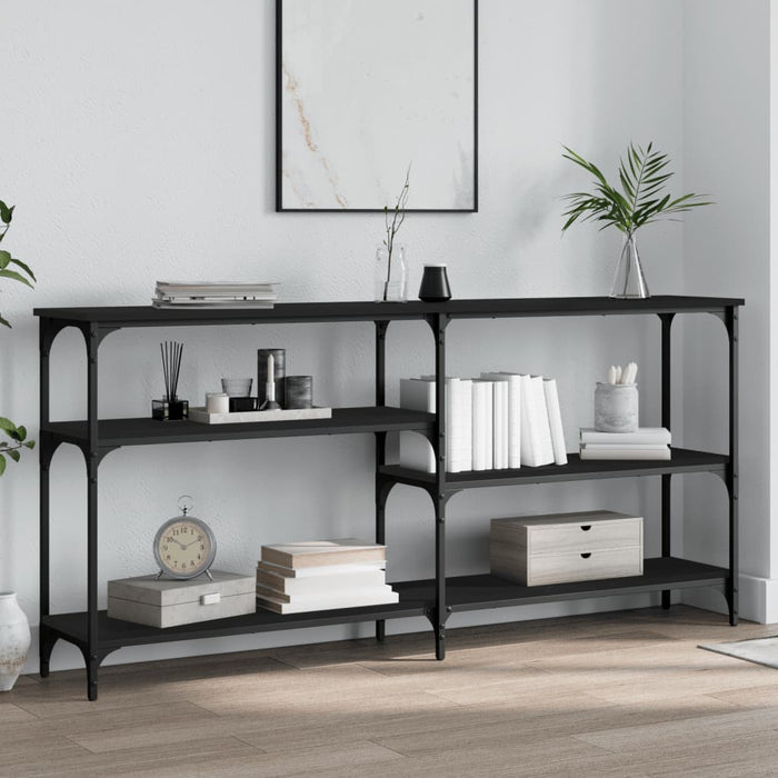 Console table black 160x29x75 cm made of wood