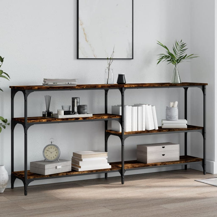 Console table smoked oak 160x29x75 cm wood material