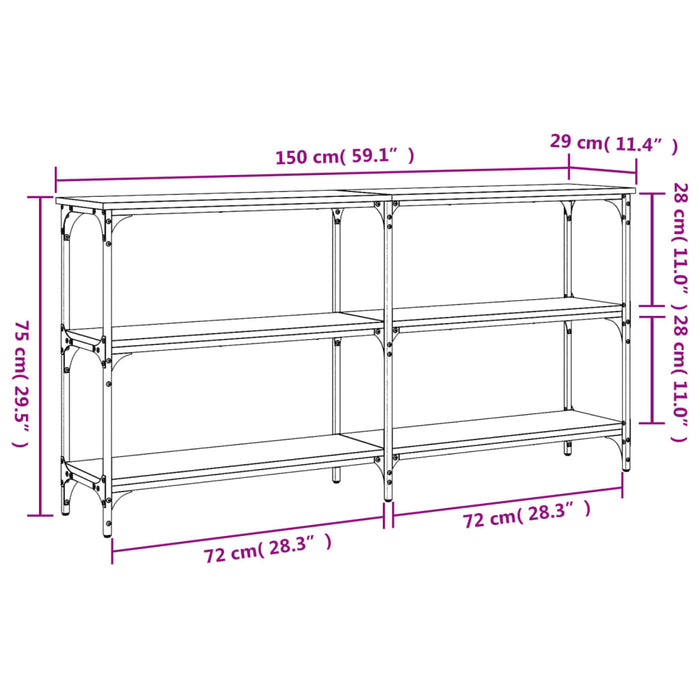 Konsolentisch Sonoma-Eiche 150x29x75 cm Holzwerkstoff