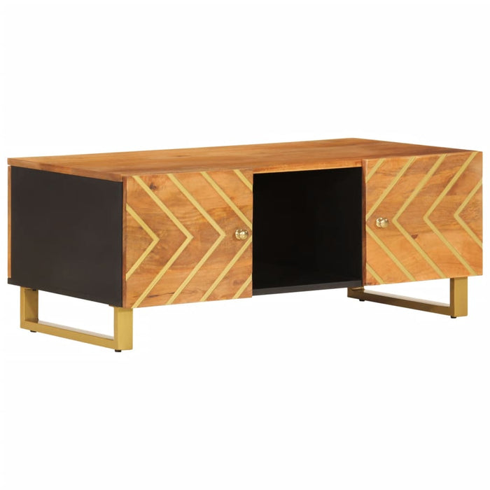 Coffee table brown and black 100x54x40 cm solid mango wood