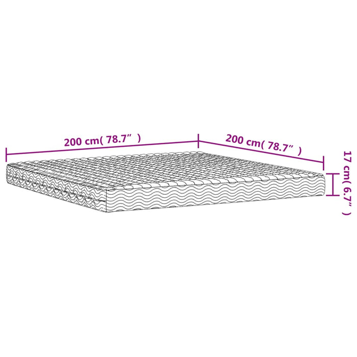 Foam mattress white 200x200 cm hardness H2 H3