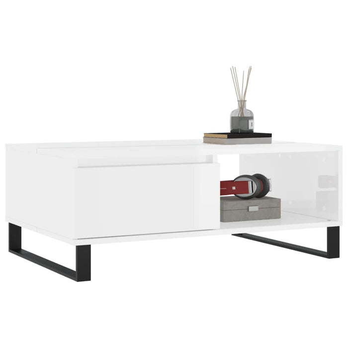 Couchtisch Hochglanz-Weiß 90x60x35 cm Holzwerkstoff