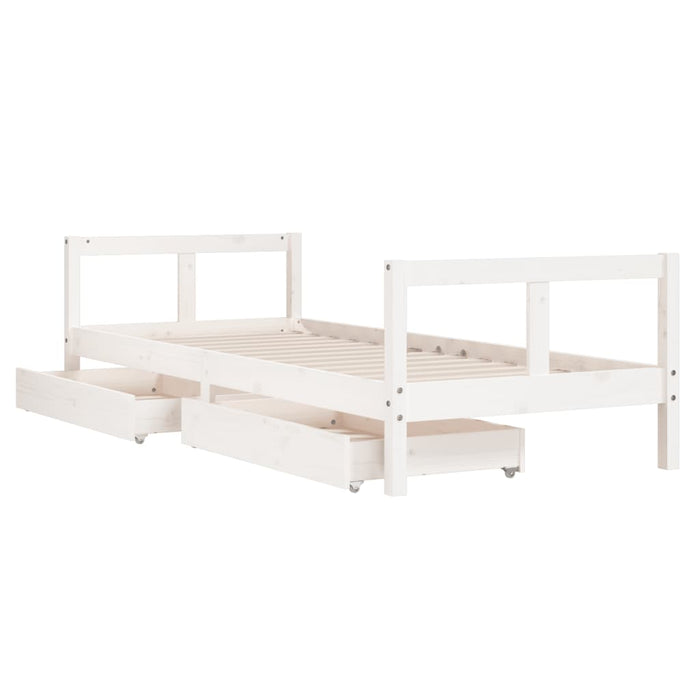 Children's bed with drawers white 80x200 cm solid pine wood