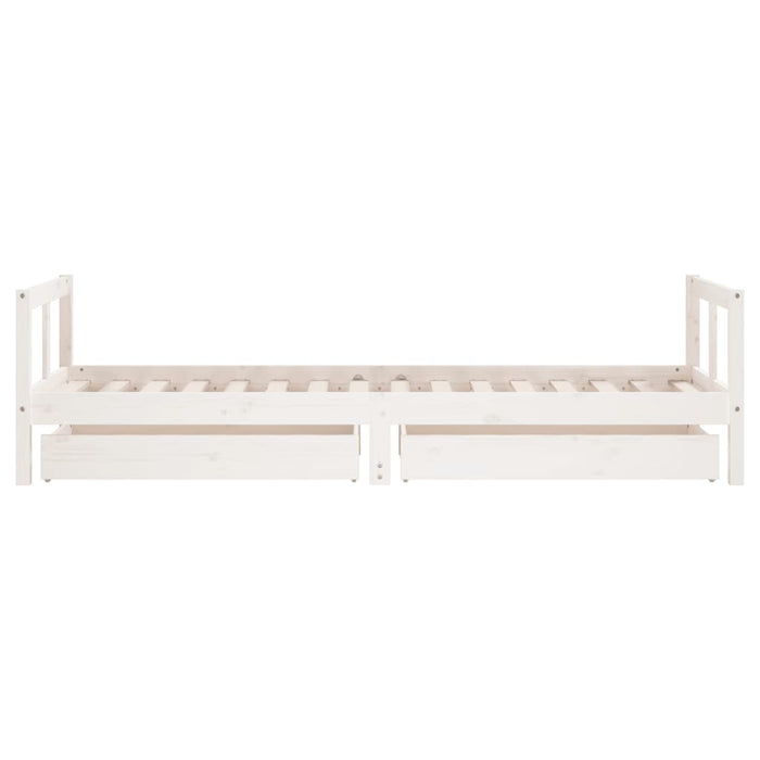 Children's bed with drawers white 80x200 cm solid pine wood