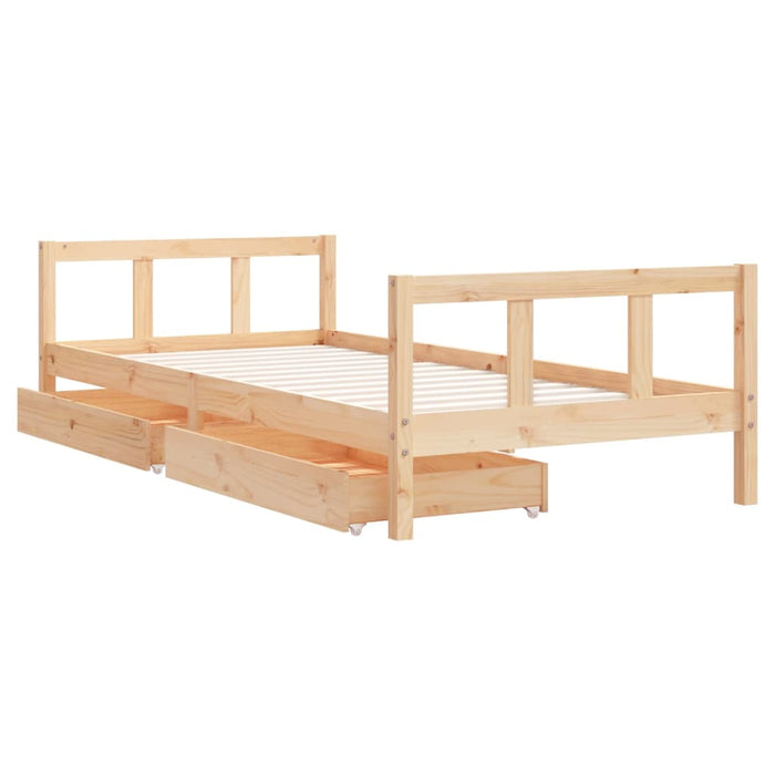 Children's bed with drawers 90x200 cm solid pine wood
