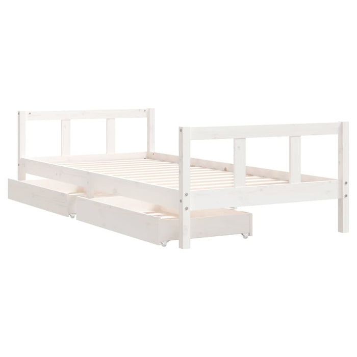 Children's bed with drawers white 90x200 cm solid pine wood