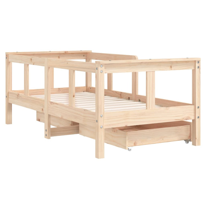 Children's bed with drawers 70x140 cm solid pine wood