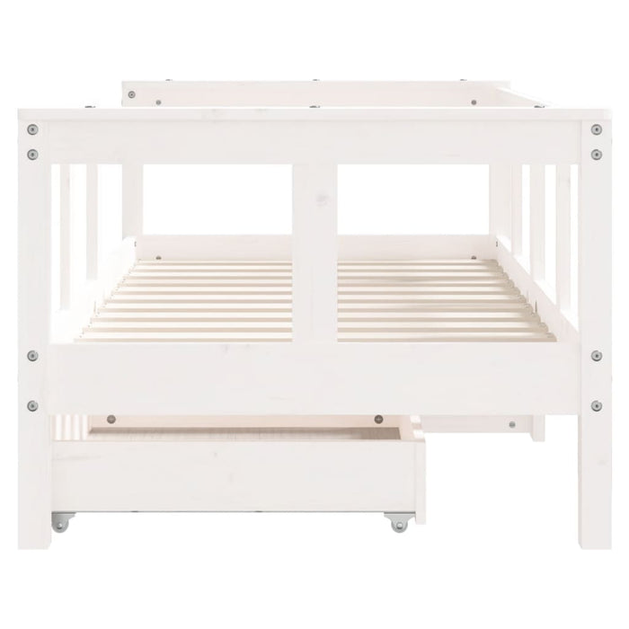 Children's bed with drawers white 70x140 cm solid pine wood