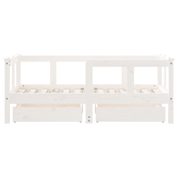 Children's bed with drawers white 70x140 cm solid pine wood