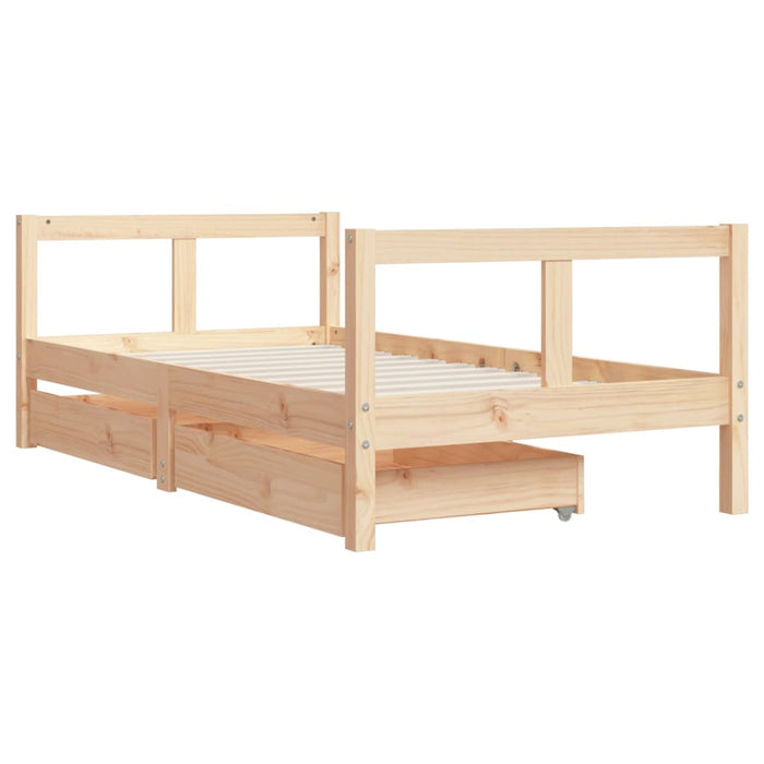 Children's bed with drawers 80x160 cm solid pine wood
