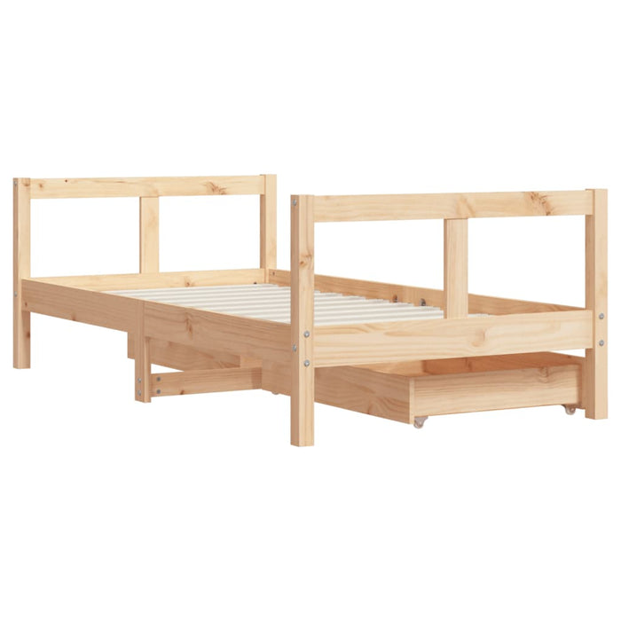 Children's bed with drawers 80x160 cm solid pine wood