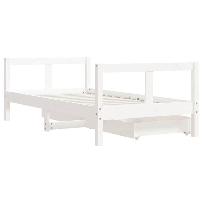 Children's bed with drawers white 80x160 cm solid pine wood