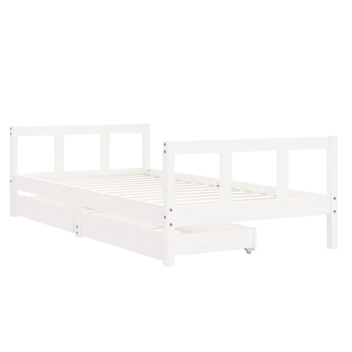 Children's bed with drawers white 90x190 cm solid pine wood