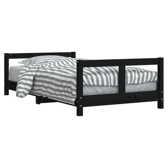 Children's bed black 80x160 cm solid pine wood