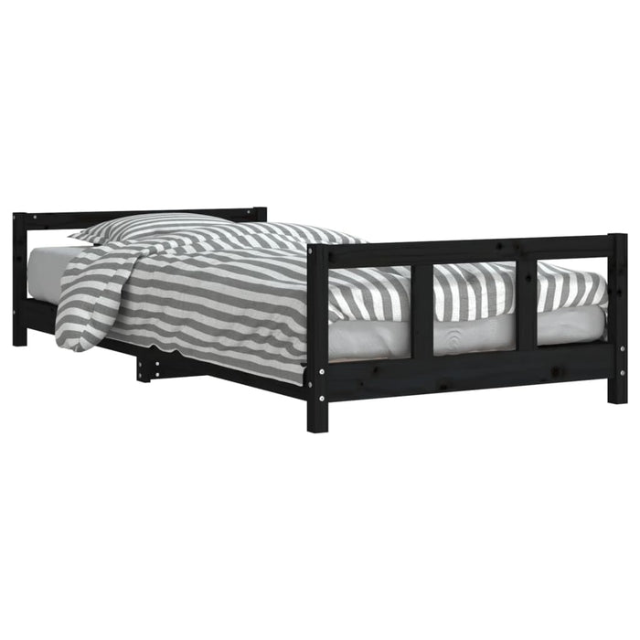 Kinderbett Schwarz 90x190 cm Massivholz Kiefer