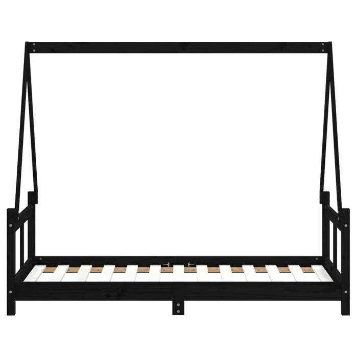 Kinderbett Schwarz 80x160 cm Massivholz Kiefer