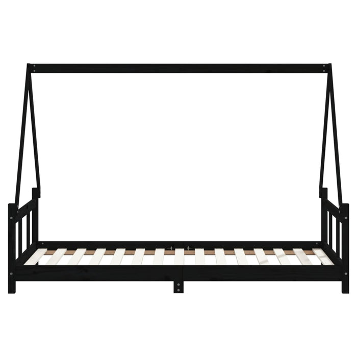 Kinderbett Schwarz 90x190 cm Massivholz Kiefer