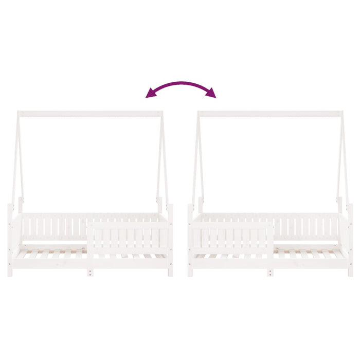 Kinderbett Weiß 70x140 cm Massivholz Kiefer