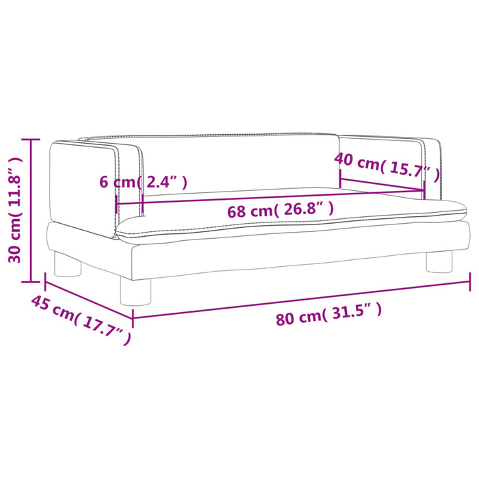 Kindersofa Cappuccino-Braun 80x45x30 cm Kunstleder