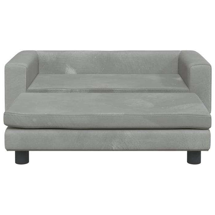 Kindersofa mit Hocker Hellgrau 100x50x30 cm Samt