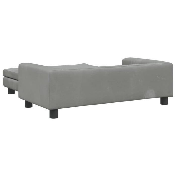 Kindersofa mit Hocker Hellgrau 100x50x30 cm Samt
