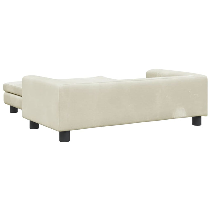 Kindersofa mit Hocker Creme 100x50x30 cm Samt