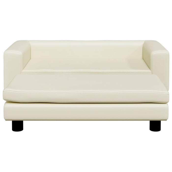 Kindersofa mit Hocker Creme 100x50x30 cm Kunstleder