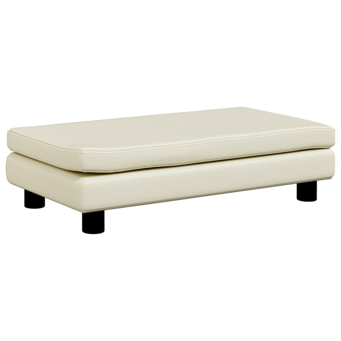Kindersofa mit Hocker Creme 100x50x30 cm Kunstleder