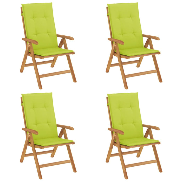 Garden chairs with cushions 4 pcs. Solid teak wood