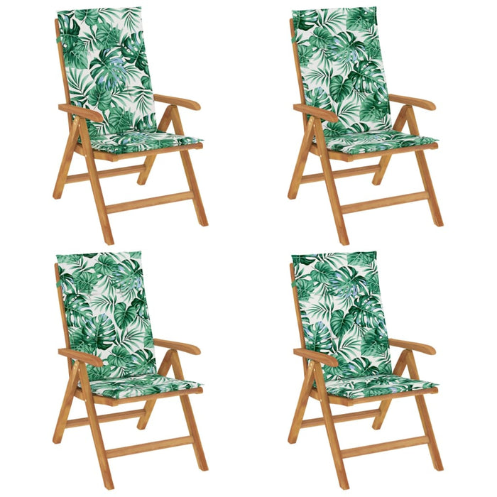 Garden chairs with cushions 4 pcs. Solid teak wood