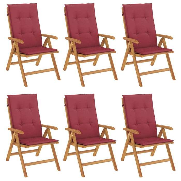 Garden chairs with cushions 6 pcs. Solid teak wood